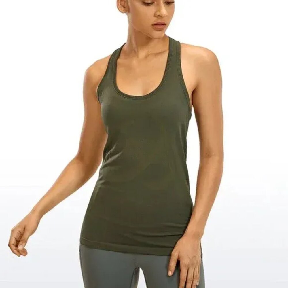 CRZ Yoga Army Green Speedy Racerback Tanktop size MEDIUM